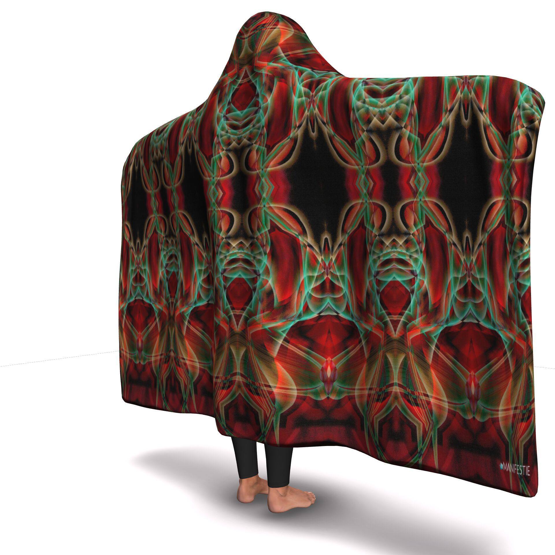 RED GAZE PREMIUM HOODED BLANKET with WRIST STRAPS | Plush, Premium Sherpa | Kids, Adult - Manifestie