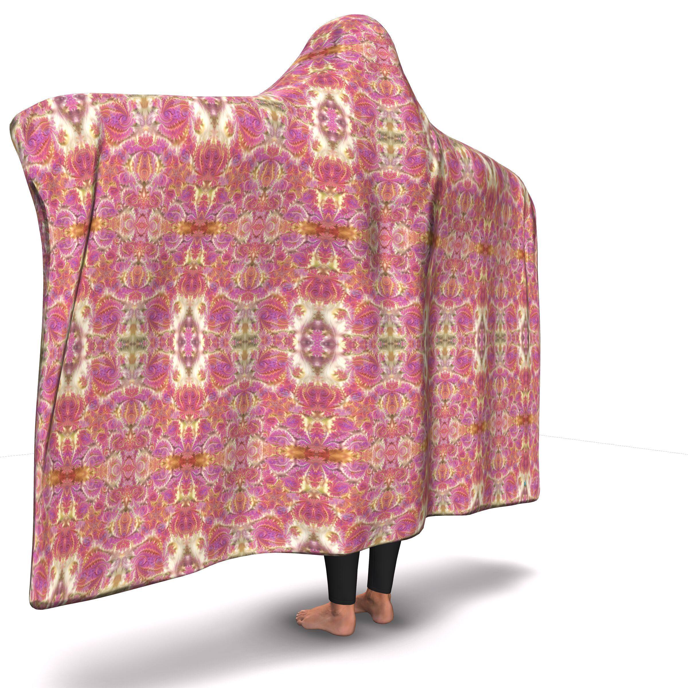 FRACTAL ROSE GOLD PREMIUM HOODED BLANKET WITH WRIST STRAPS | Plush, Premium Sherpa | Kids, Adult - Manifestie