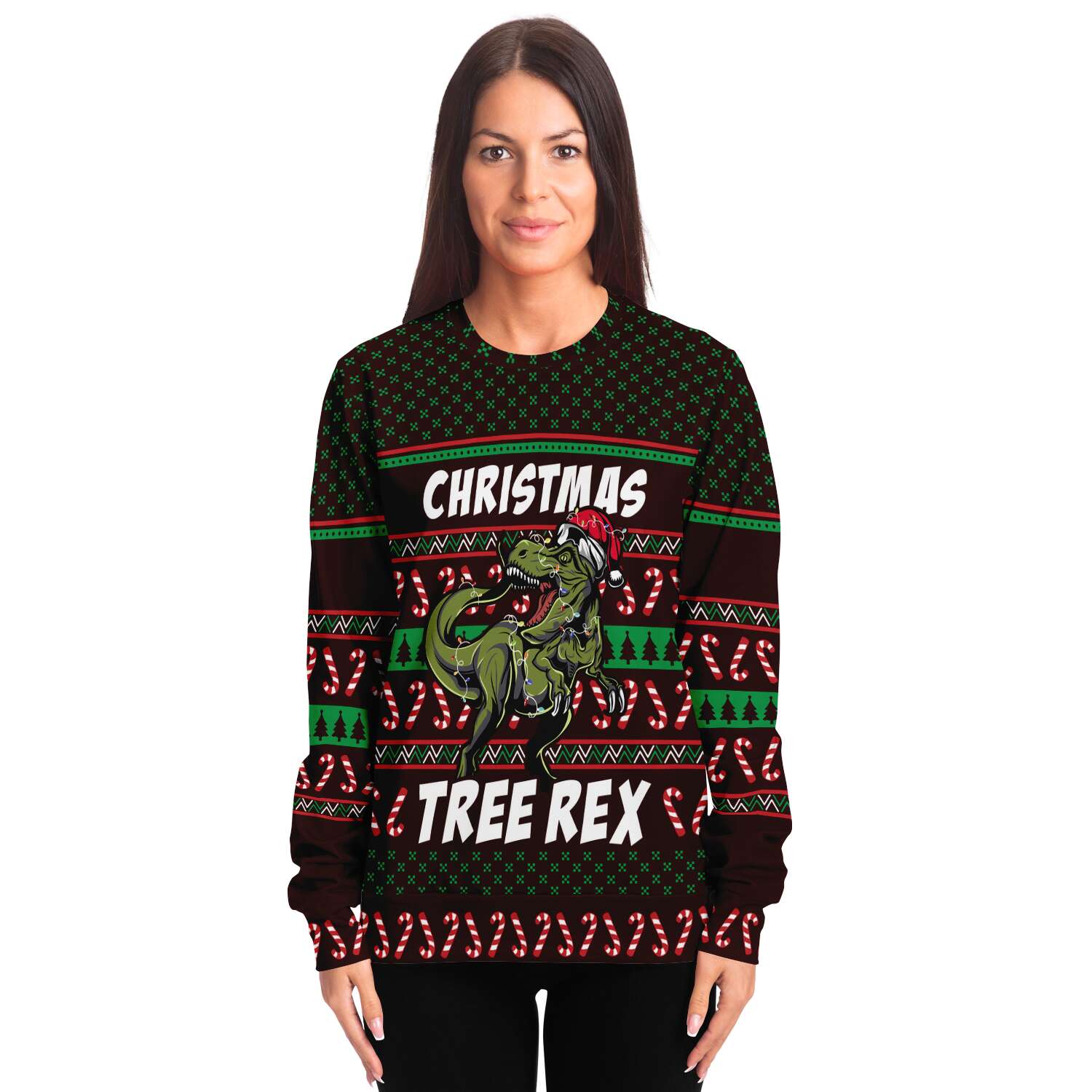 Christmas Tree Rex Sweatshirt | Unisex Ugly Christmas Sweater, Xmas Sweater, Holiday Sweater, Festive Sweater, Funny Sweater, Funny Party Shirt