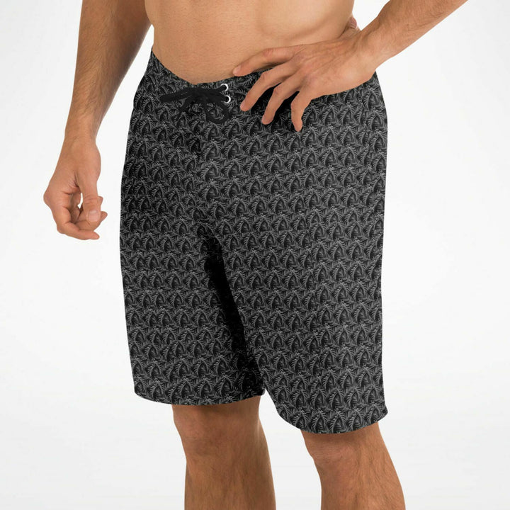 Black Tropical Leaves board shorts