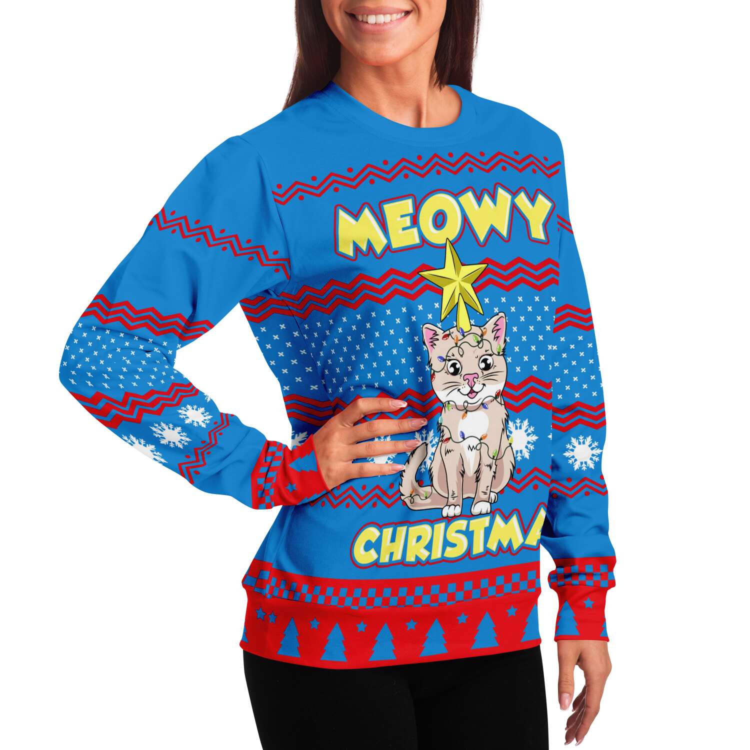 Meowy Christmas Sweatshirt | Unisex Ugly Christmas Sweater, Xmas Sweater, Holiday Sweater, Festive Sweater, Funny Sweater, Funny Party Shirt