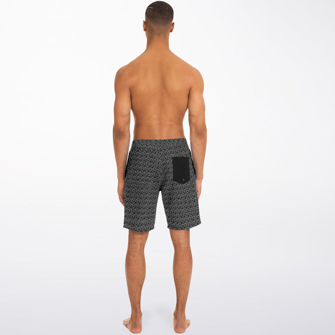 Black Tropical Leaves board shorts