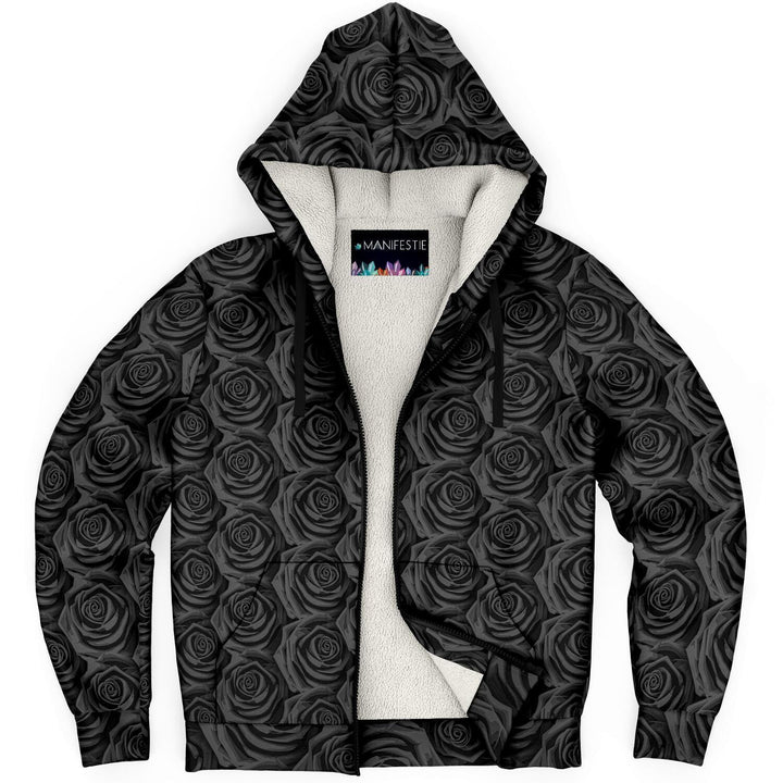 BLACK ROSES Premium Sherpa Lined ZIP HOODIE - Manifestie