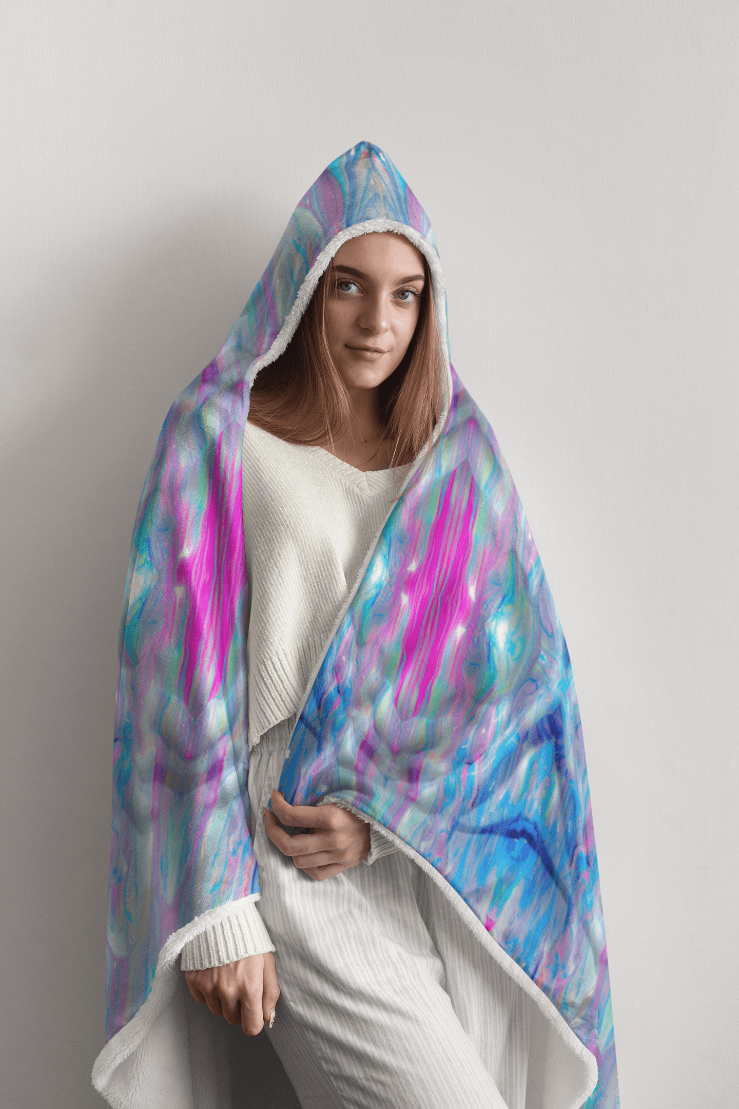 CANDY FLIP PREMIUM HOODED BLANKET WITH WRIST STRAPS | Plush, Premium Sherpa | Kids, Adult - Manifestie