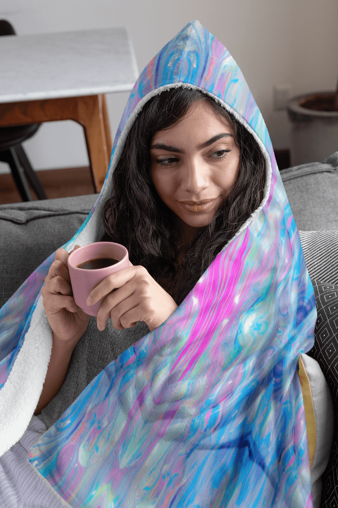 CANDY FLIP PREMIUM HOODED BLANKET WITH WRIST STRAPS | Plush, Premium Sherpa | Kids, Adult - Manifestie