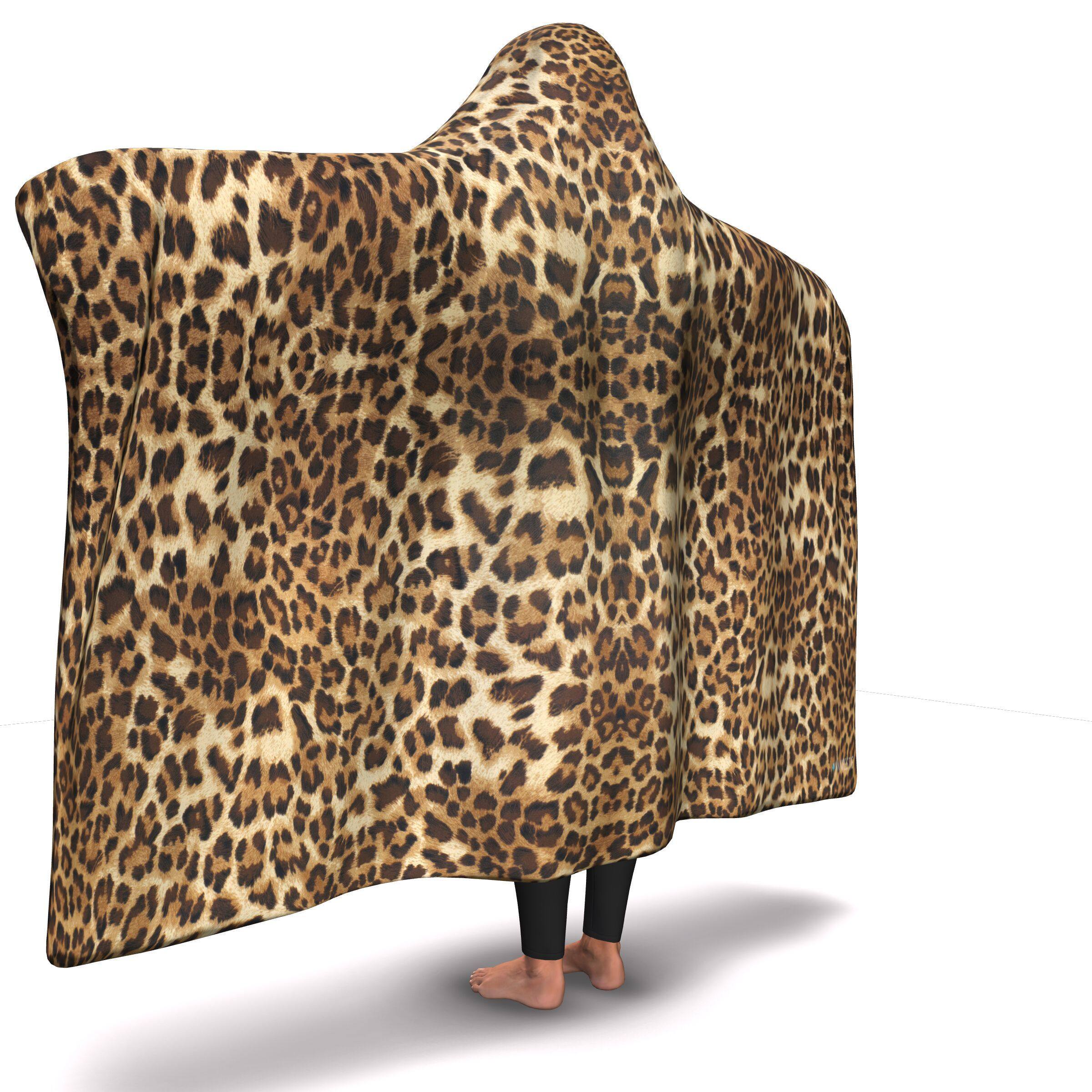 LEOPARD PRINT PREMIUM HOODED BLANKET with WRIST STRAPS | Plush, Premium Sherpa | Kids, Adult - Manifestie