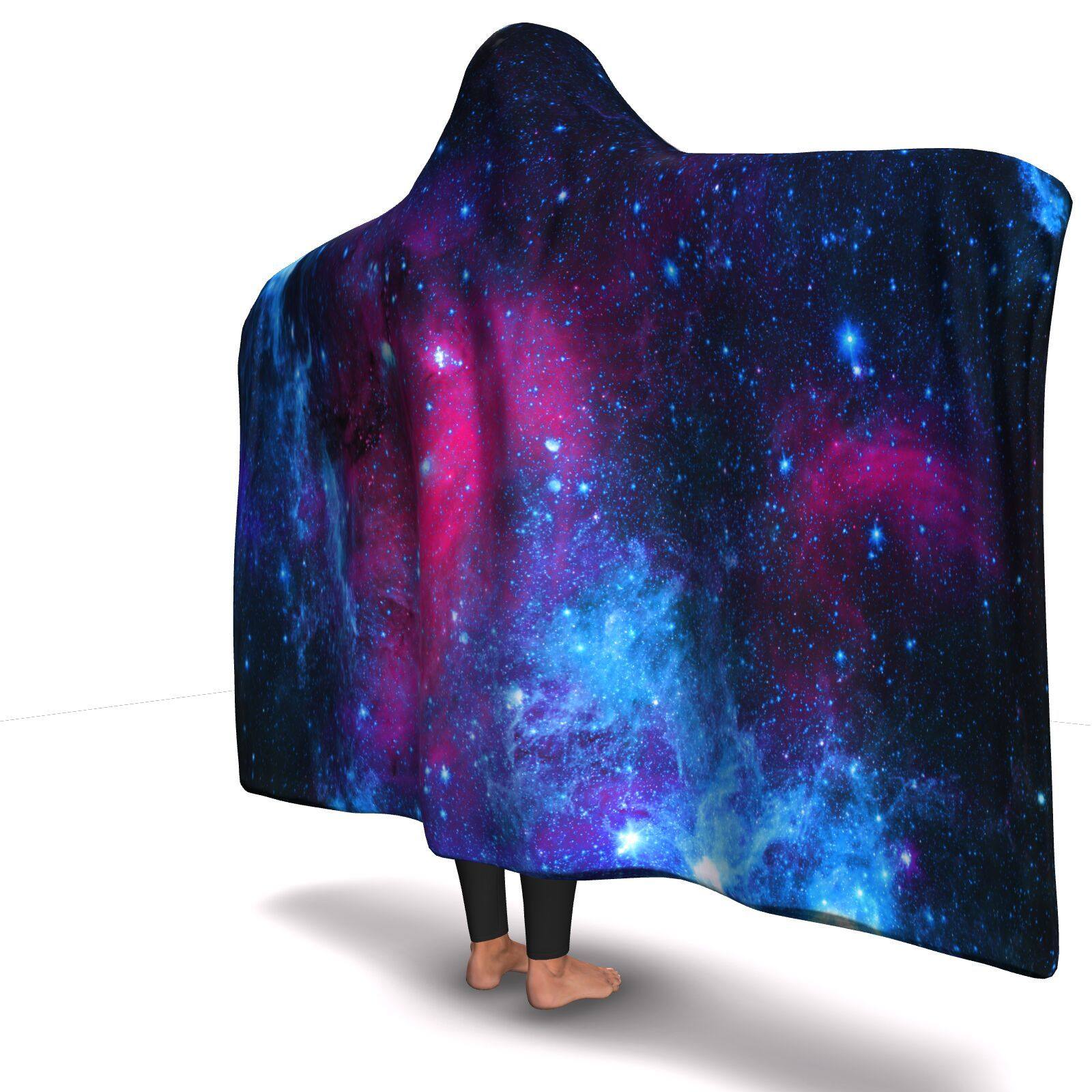 DRIFTING AWAY GALAXY PREMIUM Hooded Blanket with Wrist Straps | Plush, Premium Sherpa | Kids, Adult - Manifestie