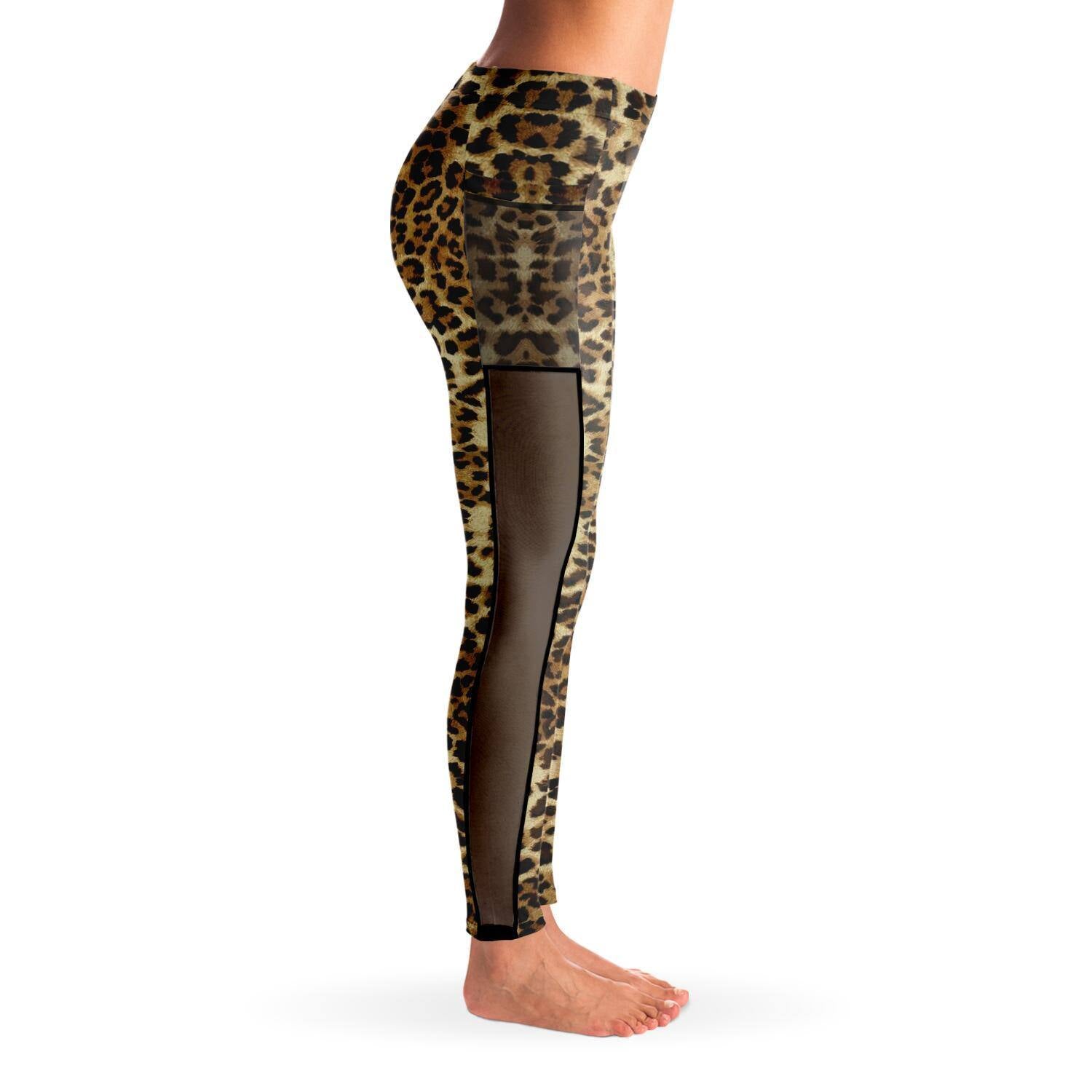 LEOPARD Print PREMIUM MESH POCKET YOGA LEGGINGS - Manifestie