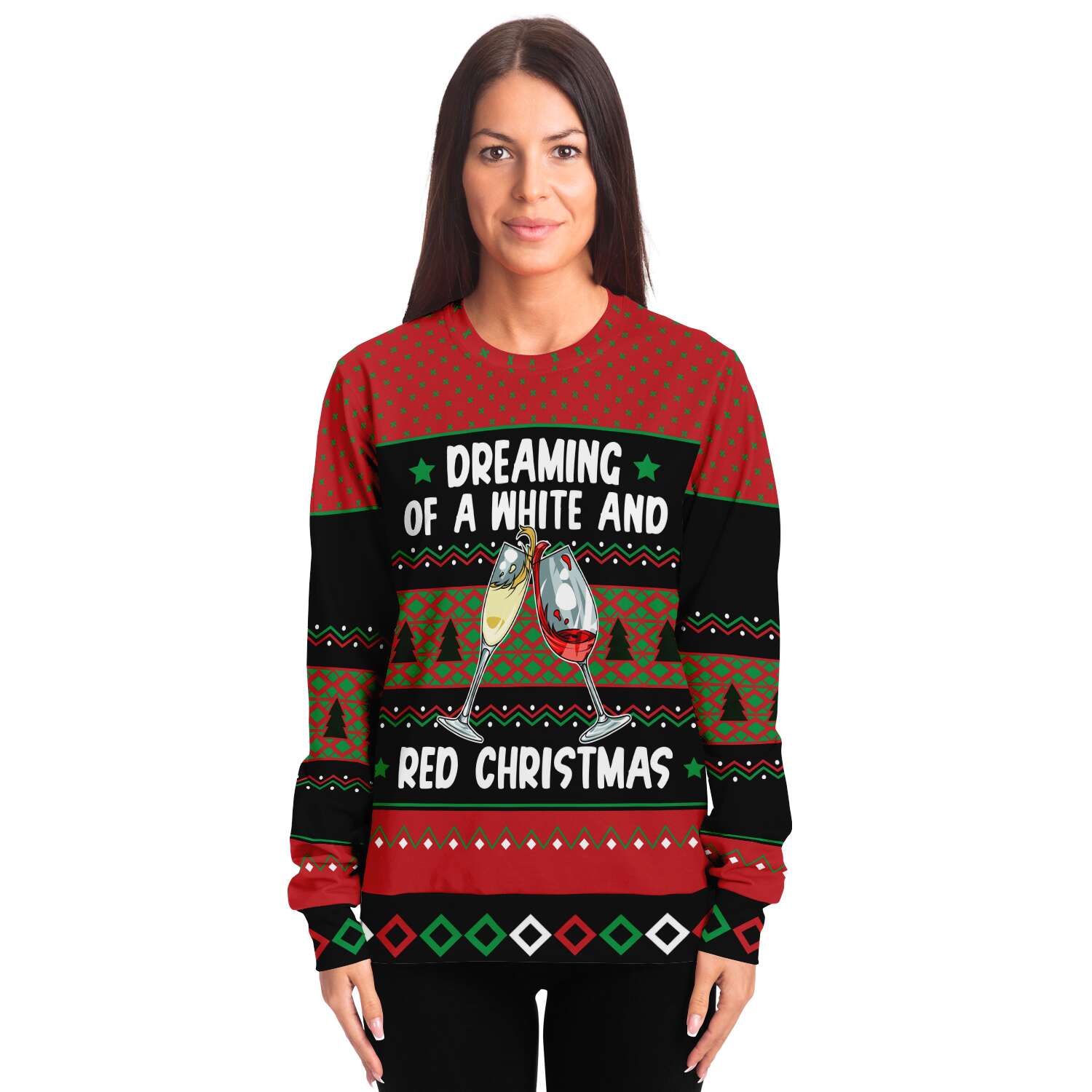 Dreaming of a White and Red Christmas Sweatshirt | Unisex Ugly Christmas Sweater, Xmas Sweater, Holiday Sweater, Festive Sweater, Funny Sweater, Funny Party Shirt
