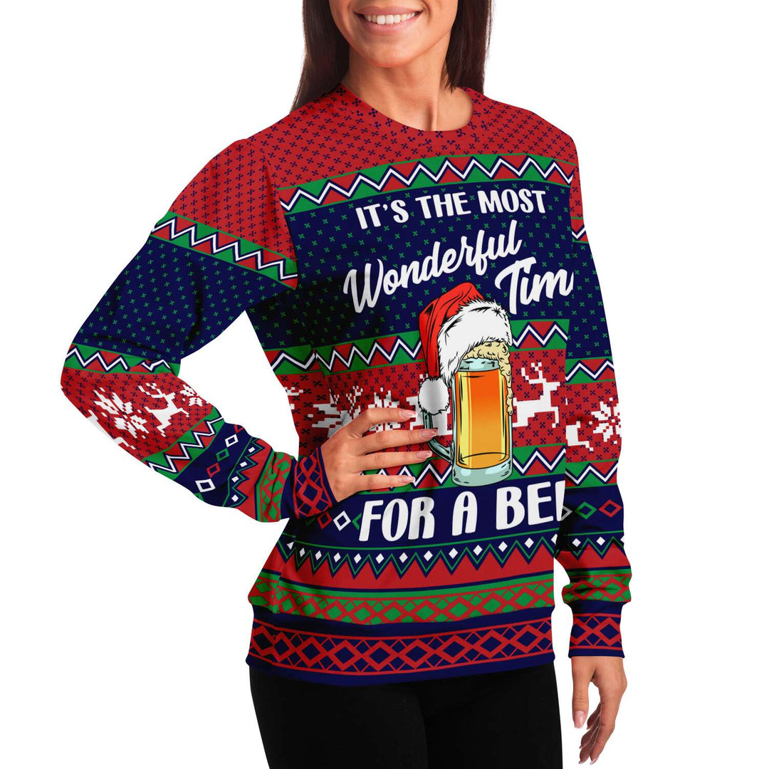 Its the Most Wonderful Time for a Beer Sweatshirt | Unisex Ugly Christmas Sweater, Xmas Sweater, Holiday Sweater, Festive Sweater, Funny Sweater, Funny Party Shirt