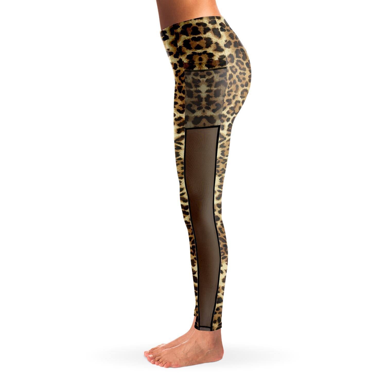 LEOPARD Print PREMIUM MESH POCKET YOGA LEGGINGS - Manifestie