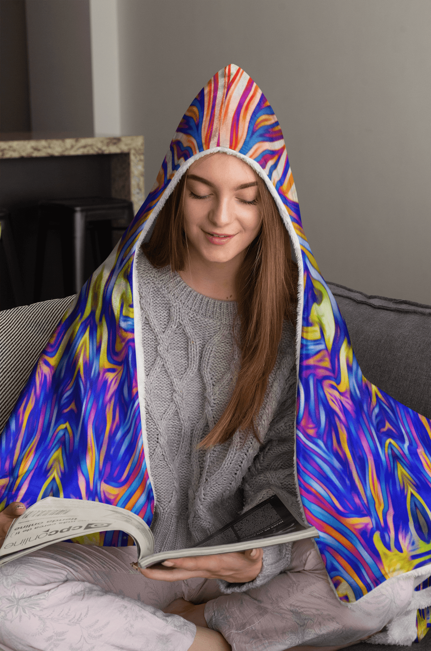 ELECTRIC FLOW PREMIUM HOODED BLANKET with WRIST STAPS | Plush, Premium Sherpa | Kids, Adult - Manifestie