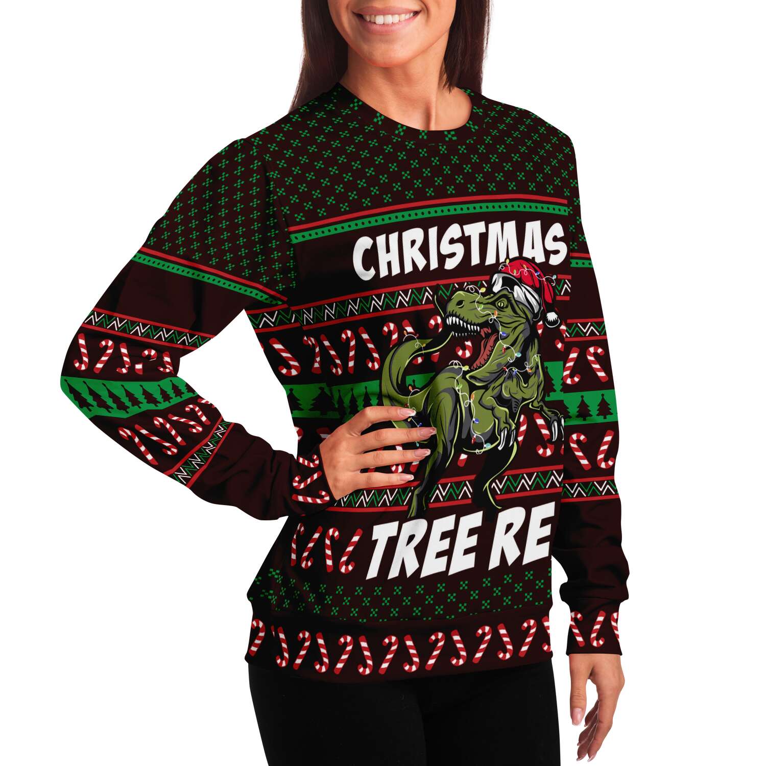 Christmas Tree Rex Sweatshirt | Unisex Ugly Christmas Sweater, Xmas Sweater, Holiday Sweater, Festive Sweater, Funny Sweater, Funny Party Shirt