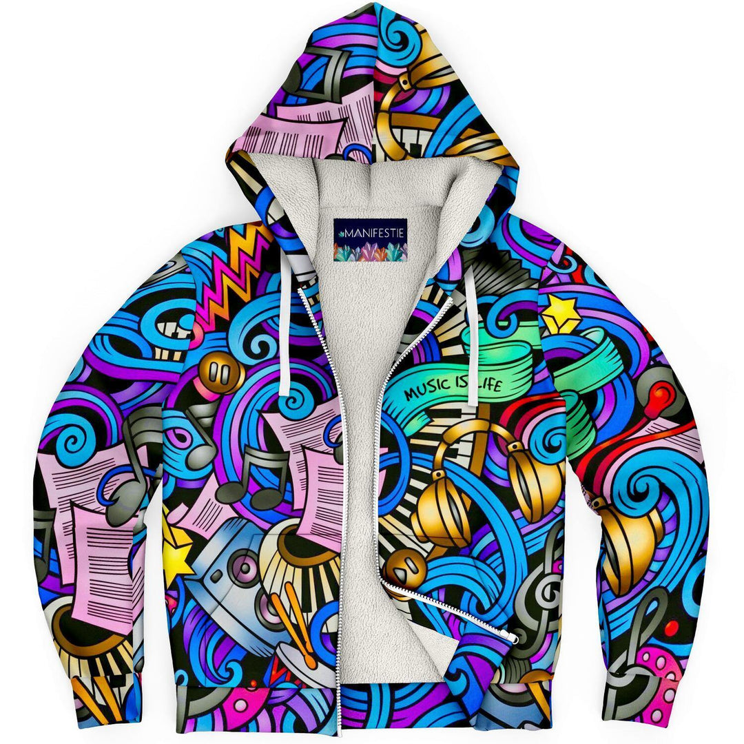 Music Is Life Premium Sherpa Lined Zip Hoodie - Manifestie