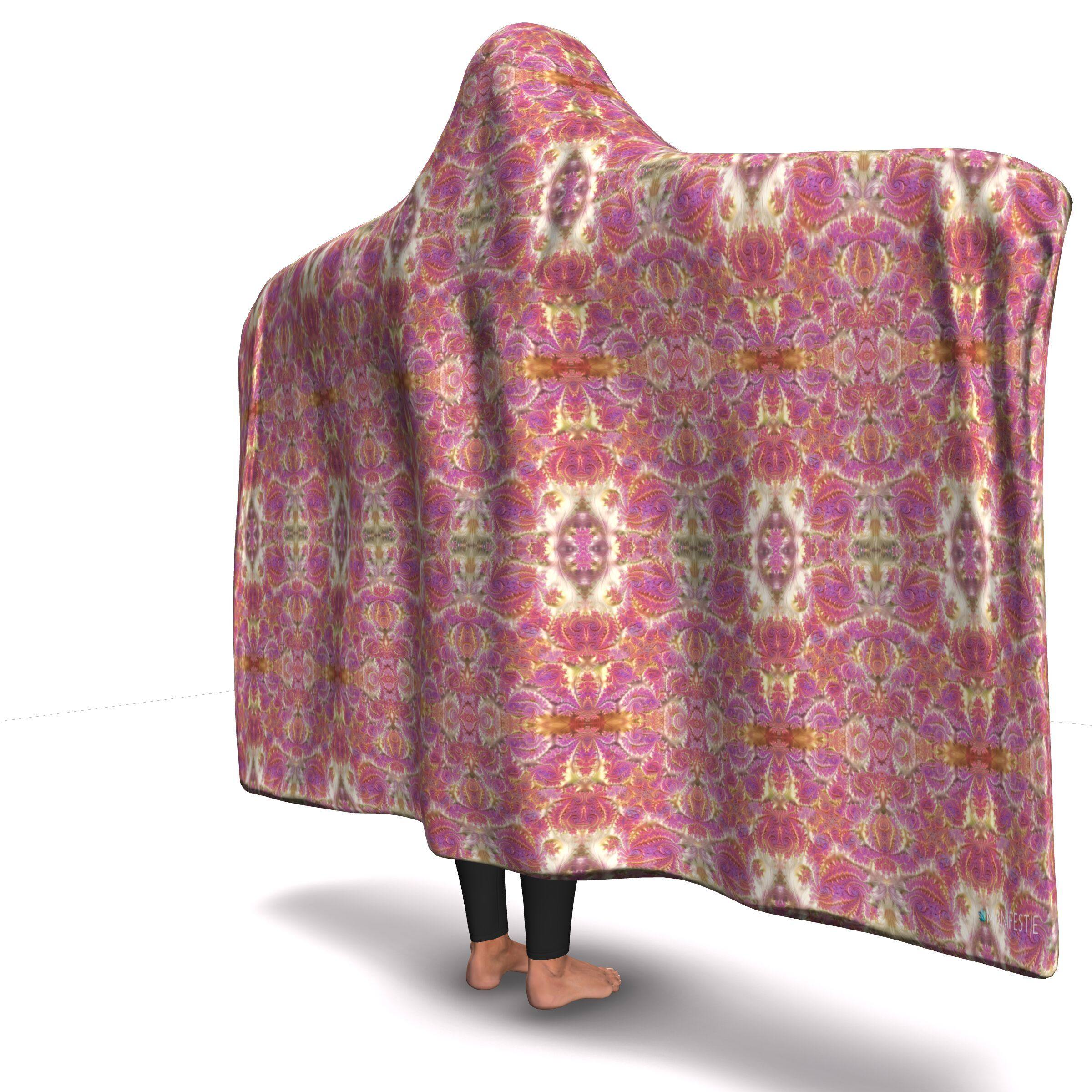 FRACTAL ROSE GOLD PREMIUM HOODED BLANKET WITH WRIST STRAPS | Plush, Premium Sherpa | Kids, Adult - Manifestie