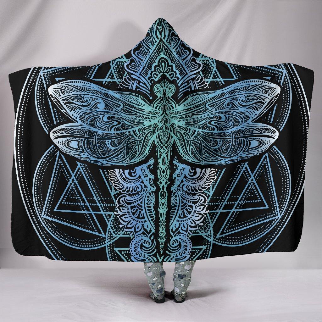 Blue Dragonfly Mandala Hooded Blanket - Manifestie