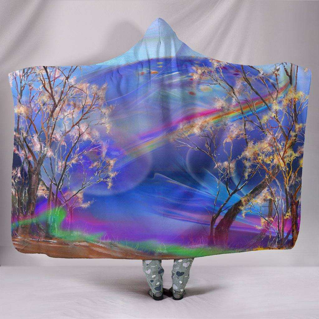 Surreal Night Hooded Blanket | Plush, Premium Sherpa | Kids, Adult | Blue, Pink - Manifestie