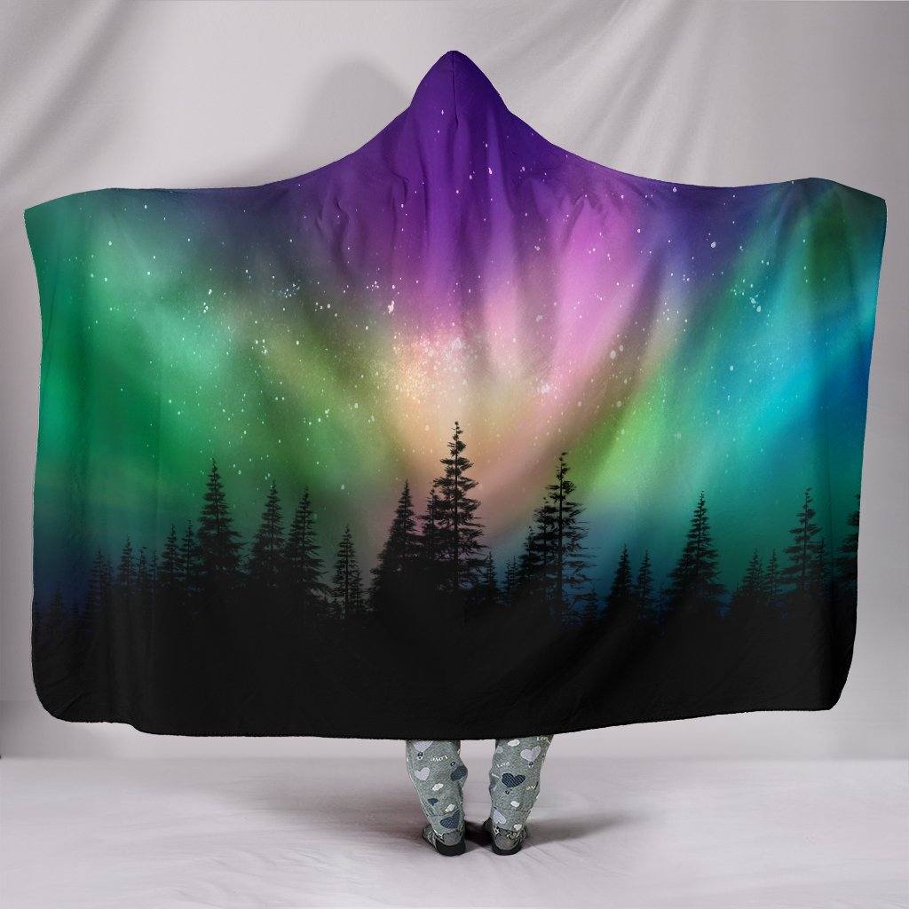 Northern Lights Hooded Blanket | Plush, Premium Sherpa | Kids, Adult | Rainbow - Manifestie