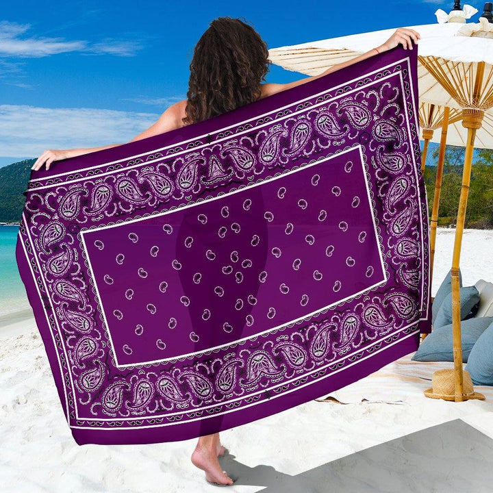 Plum Bandana Chiffon Beach Cover Up | Sarong | Pareo - Manifestie