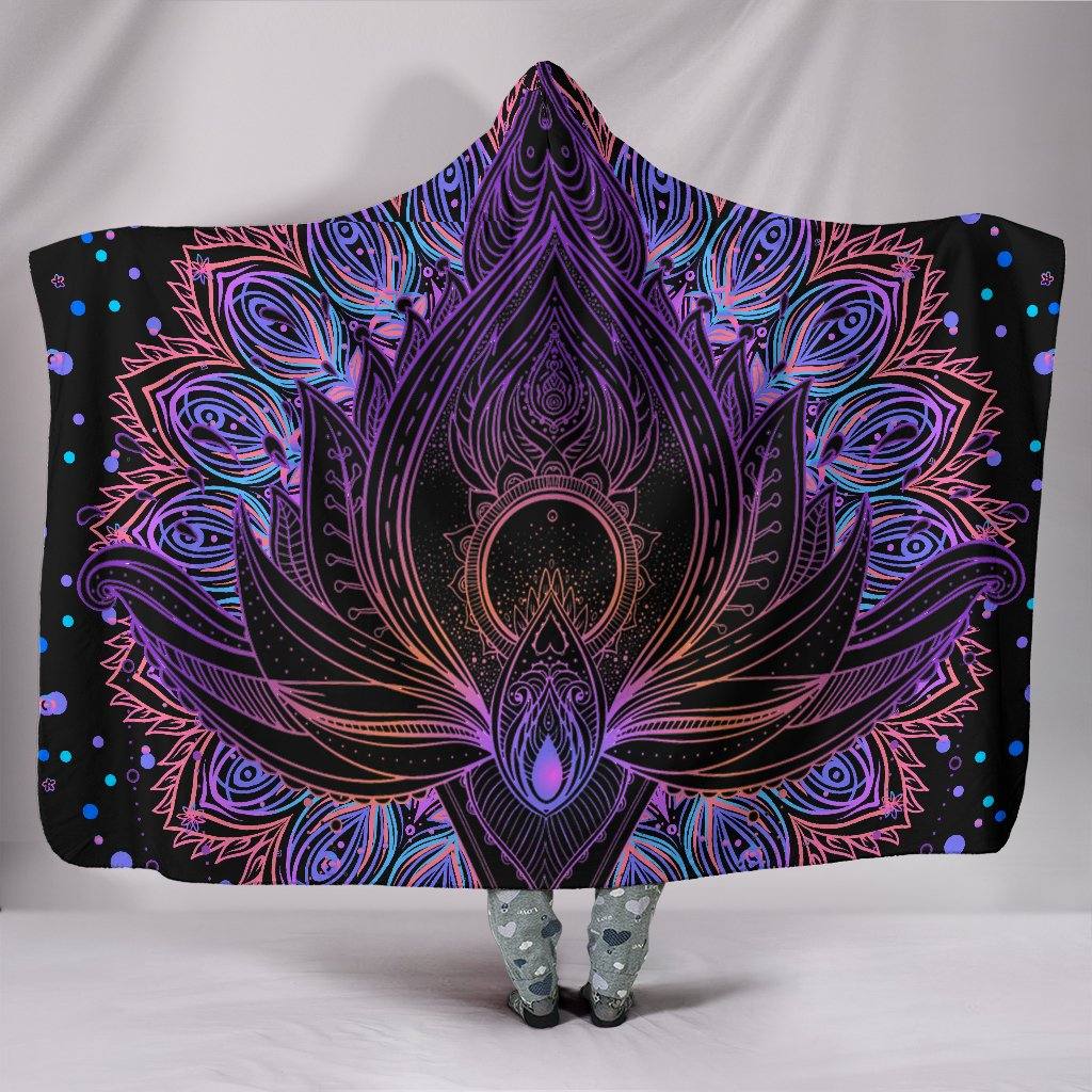 Lotus Hooded Blanket | Plush, Premium Sherpa | Kids, Adult | Purple - Manifestie