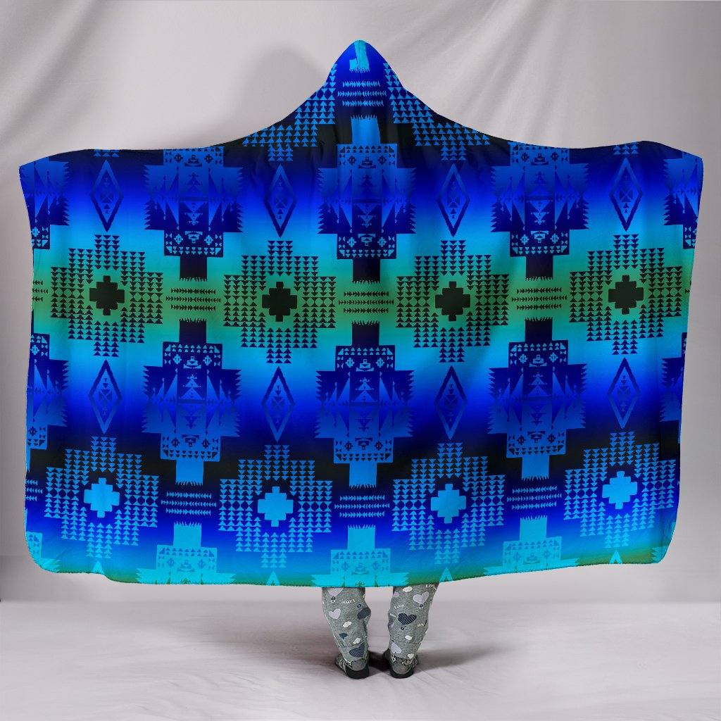 Morning Lake Hooded Blanket | Plush, Premium Sherpa | Kids, Adult | Blue Green - Manifestie