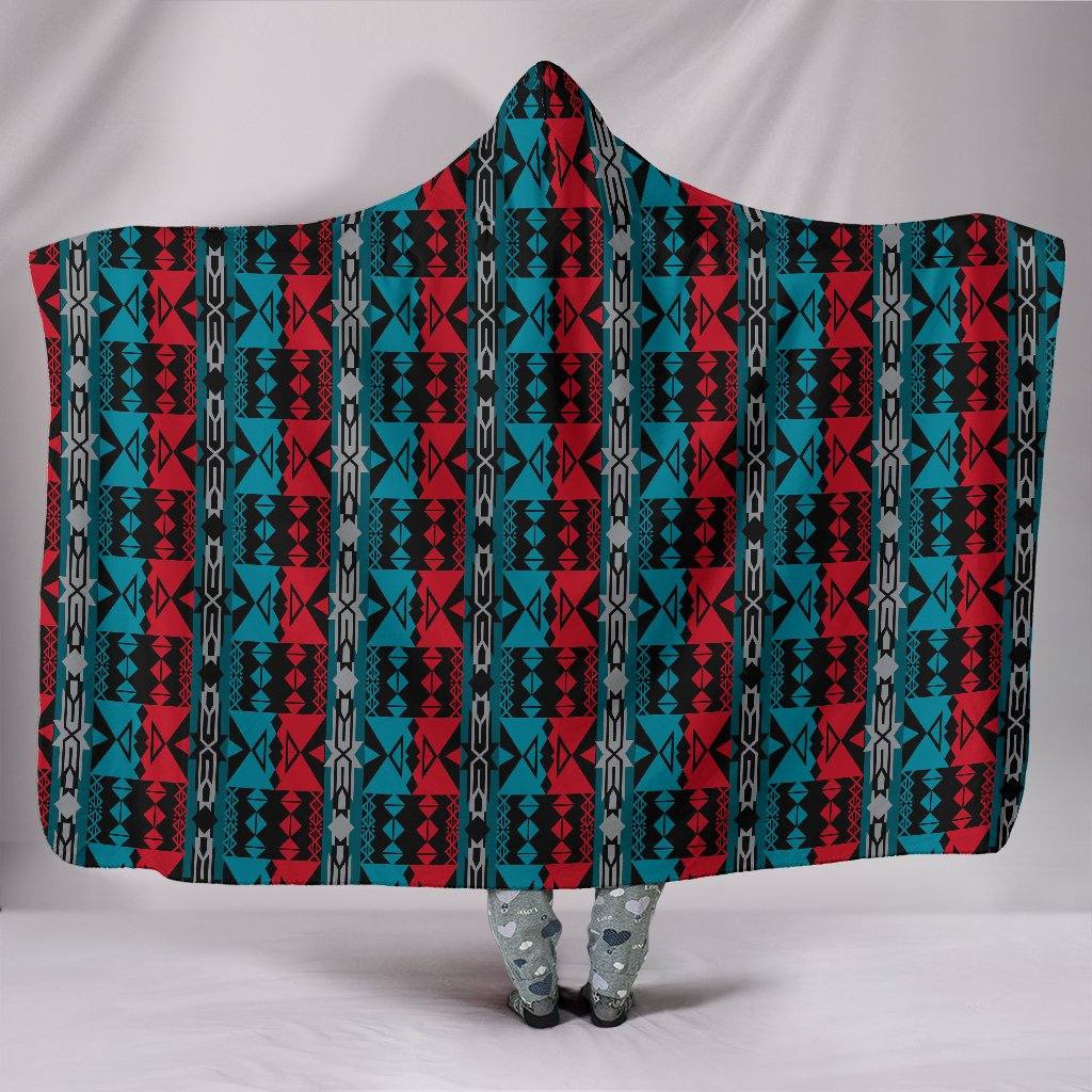 The Lodge Hooded Blanket | Plush, Premium Sherpa | Kids, Adult | Red Blue - Manifestie