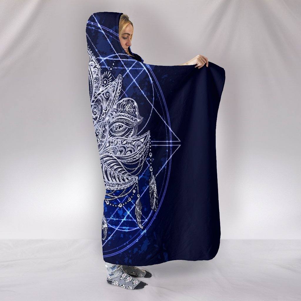 Blue Lotus Fractal Hooded Blanket | Plush, Premium Sherpa | Kids, Adult - Manifestie