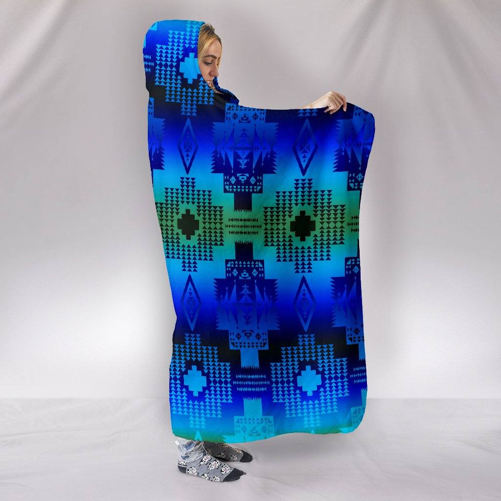 Morning Lake Hooded Blanket | Plush, Premium Sherpa | Kids, Adult | Blue Green - Manifestie