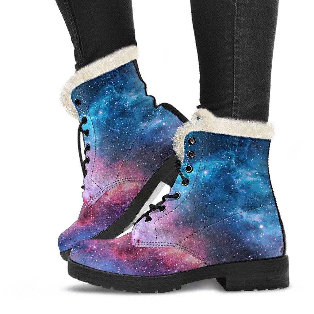 Cosmos Vegan Leather Boots with Faux Fur Lining - Manifestie