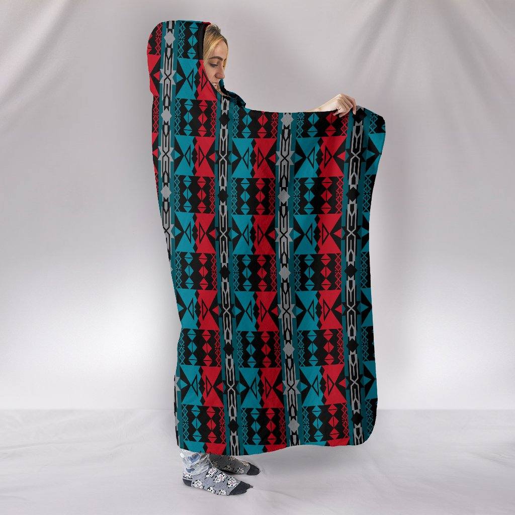 The Lodge Hooded Blanket | Plush, Premium Sherpa | Kids, Adult | Red Blue - Manifestie