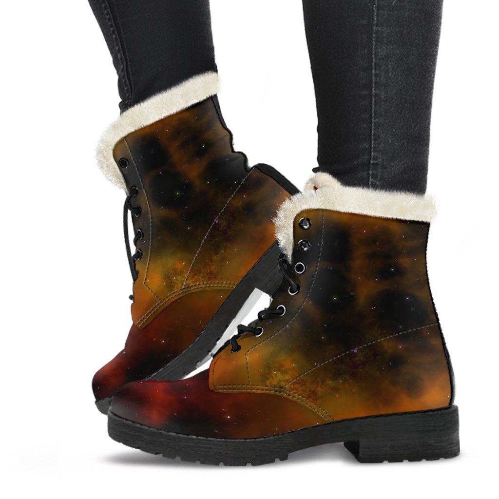 Space Dusk Vegan Leather Boots with Faux Fur Lining - Manifestie