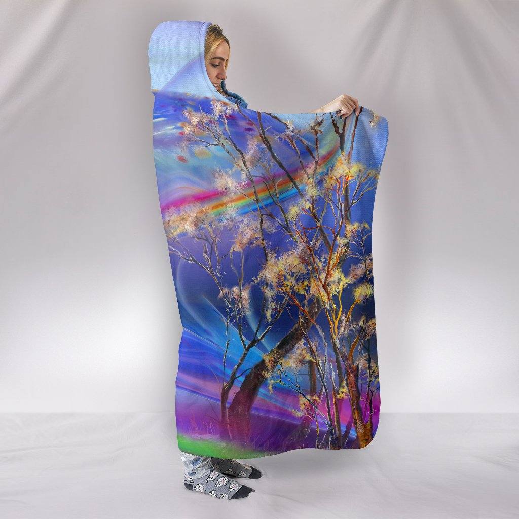 Surreal Night Hooded Blanket | Plush, Premium Sherpa | Kids, Adult | Blue, Pink - Manifestie