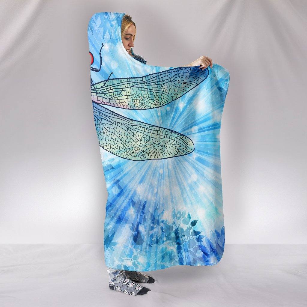 Blue Tie Dye Dragonfly Hooded Blanket | Plush, Premium Sherpa | Kids, Adult - Manifestie
