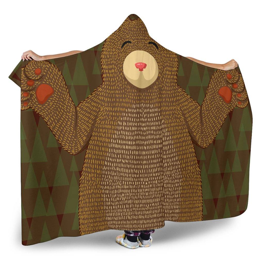 Mountain Forest Bear Hooded Blanket | Plush, Premium Sherpa | Kids, Adult - Manifestie