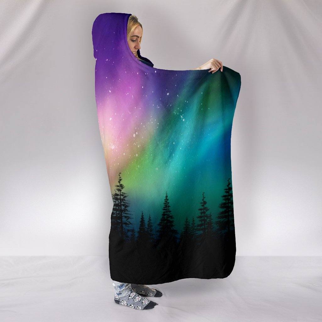 Northern Lights Hooded Blanket | Plush, Premium Sherpa | Kids, Adult | Rainbow - Manifestie