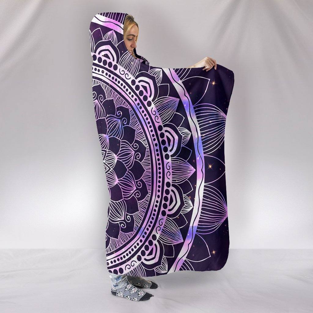 Purple Mandala Hooded Blanket | Plush, Premium Sherpa | Kids, Adult | Purple - Manifestie