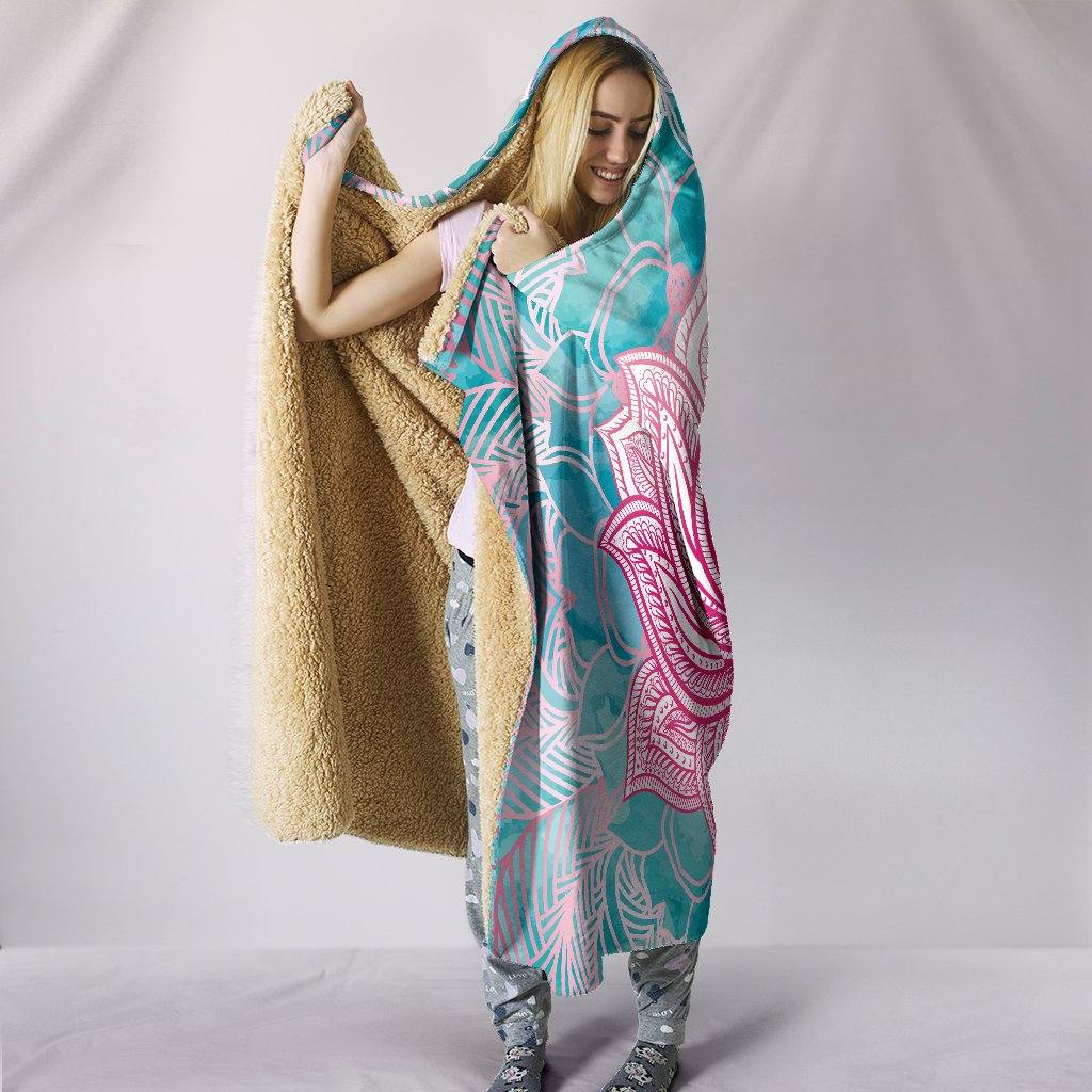Pink Lotus Hooded Blanket | Plush, Premium Sherpa | Kids, Adult - Manifestie