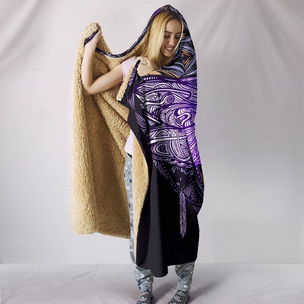 Purple Dragonfly Mandala Hooded Blanket | Plush, Premium Sherpa | Kids, Adult - Manifestie