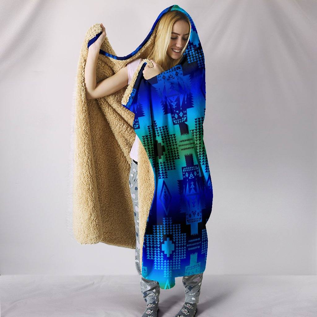 Morning Lake Hooded Blanket | Plush, Premium Sherpa | Kids, Adult | Blue Green - Manifestie