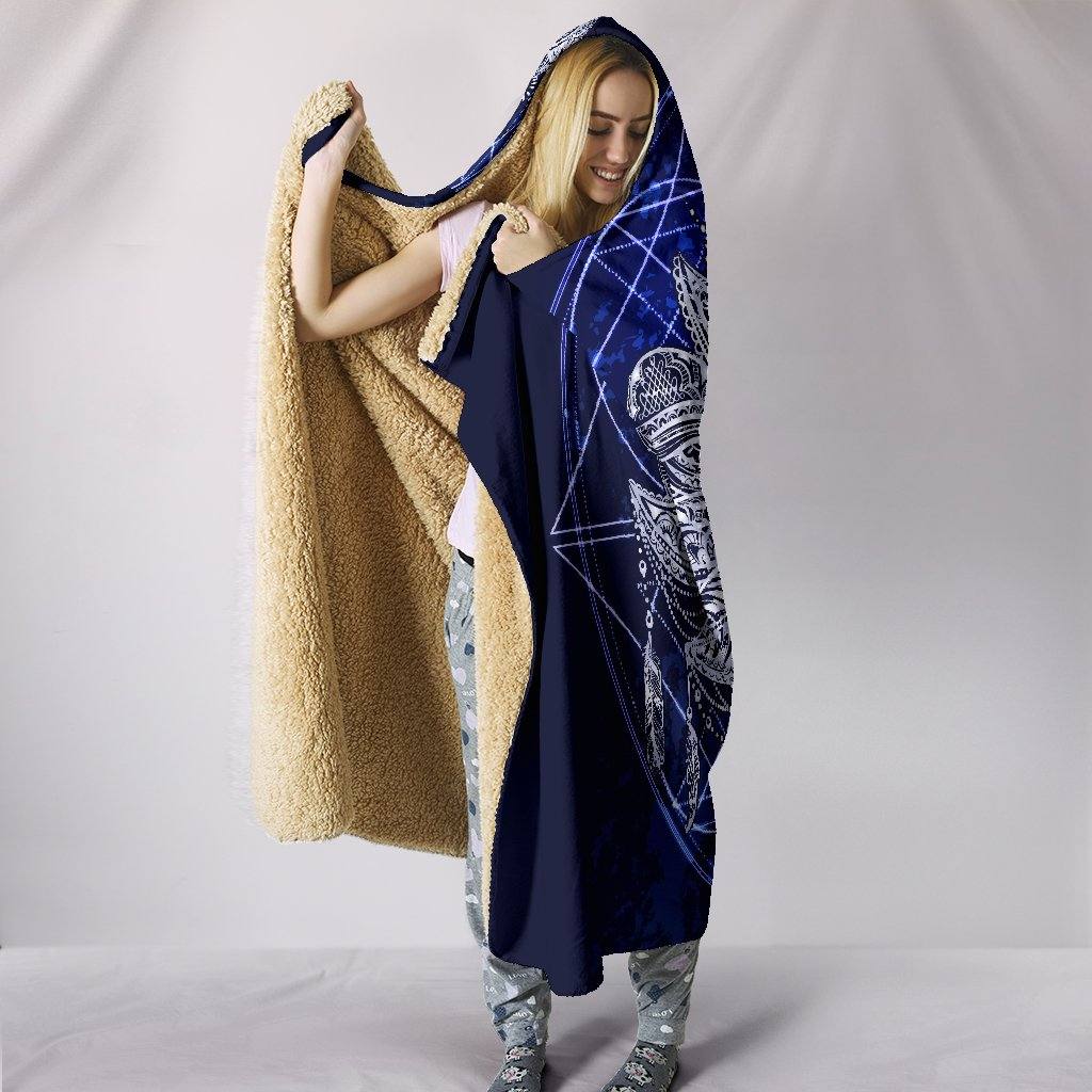 Blue Lotus Fractal Hooded Blanket | Plush, Premium Sherpa | Kids, Adult - Manifestie
