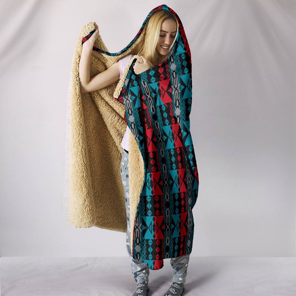 The Lodge Hooded Blanket | Plush, Premium Sherpa | Kids, Adult | Red Blue - Manifestie