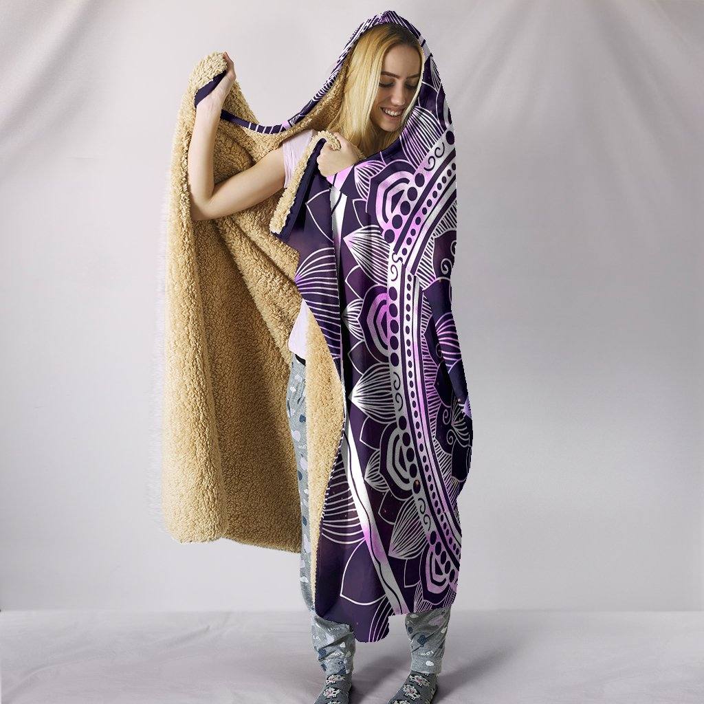 Purple Mandala Hooded Blanket | Plush, Premium Sherpa | Kids, Adult | Purple - Manifestie