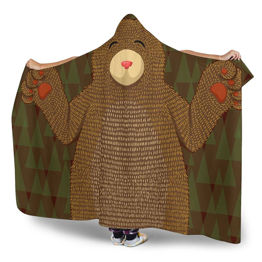 Mountain Forest Bear Hooded Blanket | Plush, Premium Sherpa | Kids, Adult - Manifestie