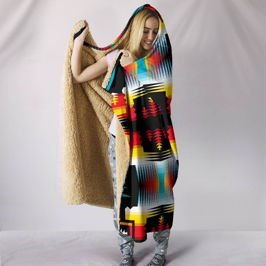 Sage Fire and Turquoise Hooded Blanket | Plush, Premium Sherpa | Kids, Adult | Multicolor - Manifestie