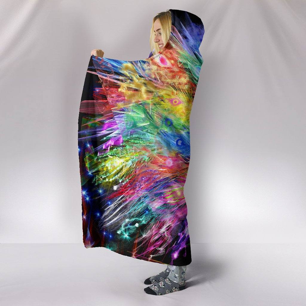 Electric Peacock Hooded Blanket | Plush, Premium Sherpa | Kids, Adult | Rainbow - Manifestie