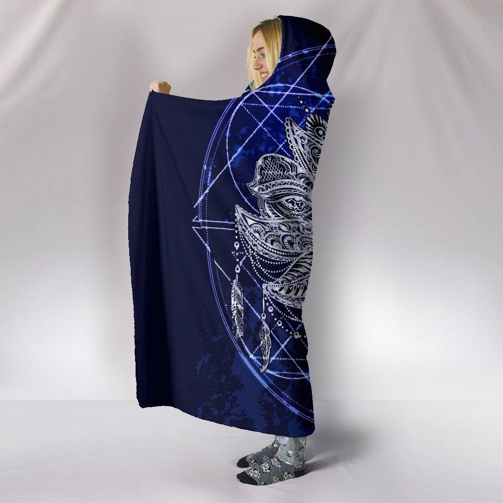 Blue Lotus Fractal Hooded Blanket | Plush, Premium Sherpa | Kids, Adult - Manifestie
