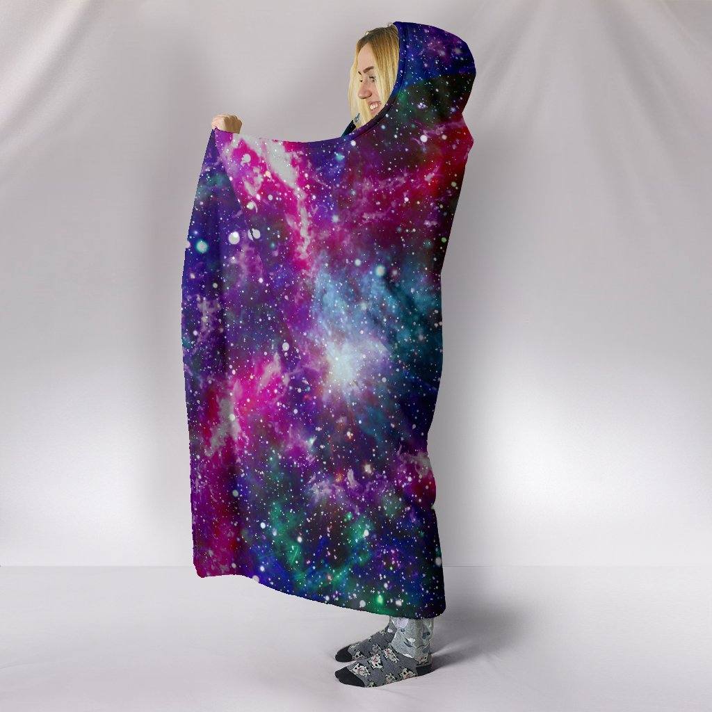 Galaxy Planet Hooded Blanket | Plush, Premium Sherpa | Kids, Adult | Green, Pink - Manifestie