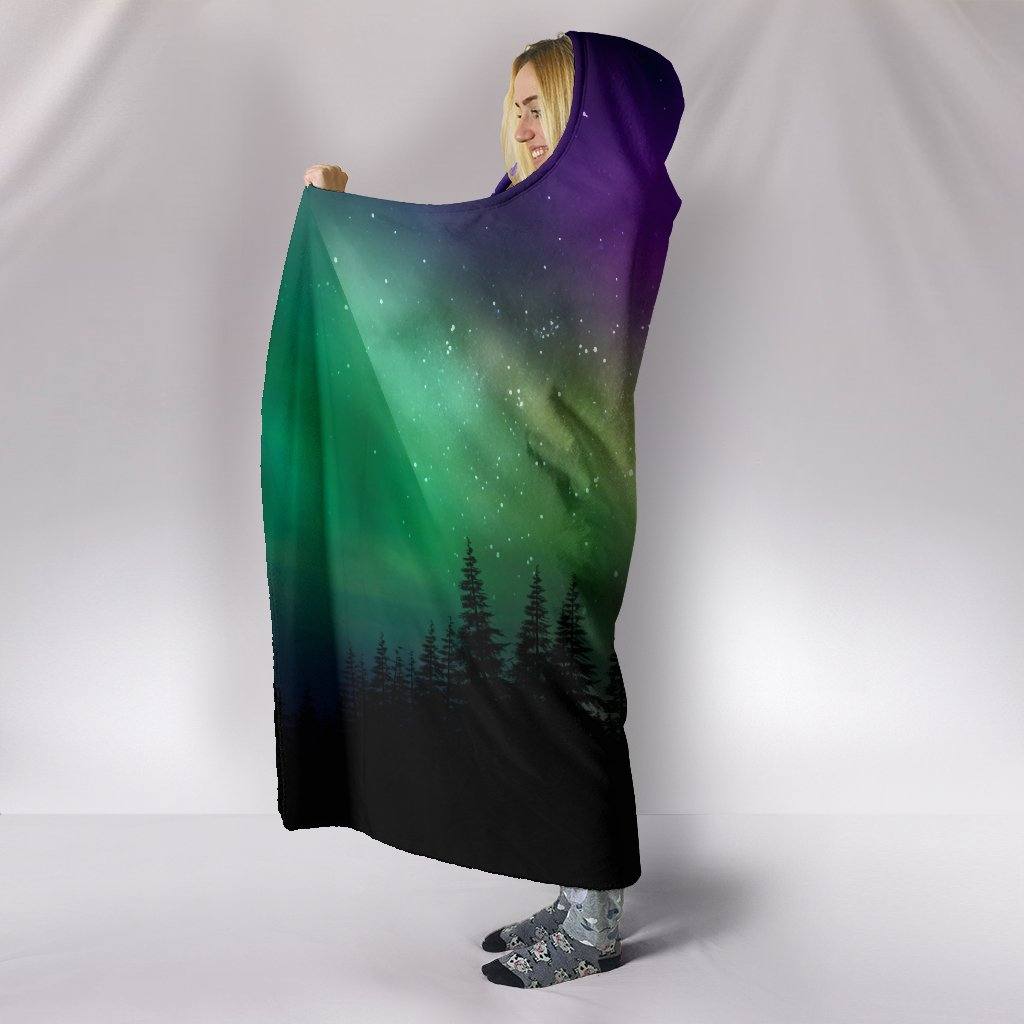 Northern Lights Hooded Blanket | Plush, Premium Sherpa | Kids, Adult | Rainbow - Manifestie
