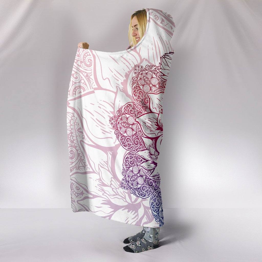 Paisley Mandala Lotus Flower Hooded Blanket | Plush, Premium Sherpa | Kids, Adult | Pink - Manifestie
