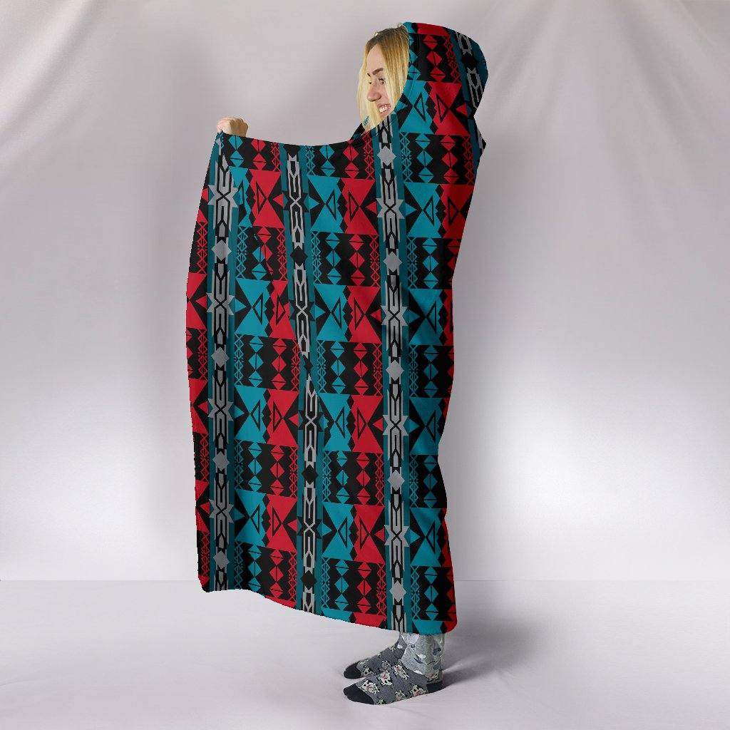 The Lodge Hooded Blanket | Plush, Premium Sherpa | Kids, Adult | Red Blue - Manifestie